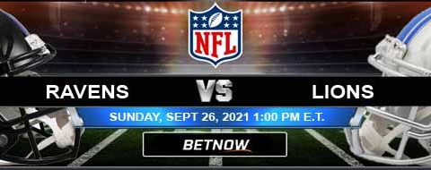 Football Betting Spread for Week 3 Ravens and Lions 09-26-2021 Battle